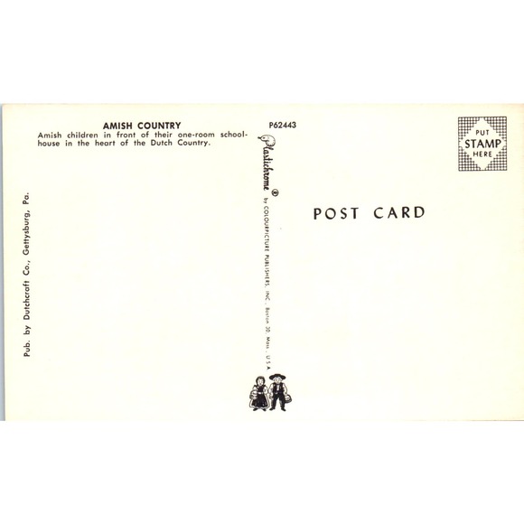 Amish Children in One Room Schoolhouse PA Dutch Country Vintage Postcard PD4 - Picture 2 of 2